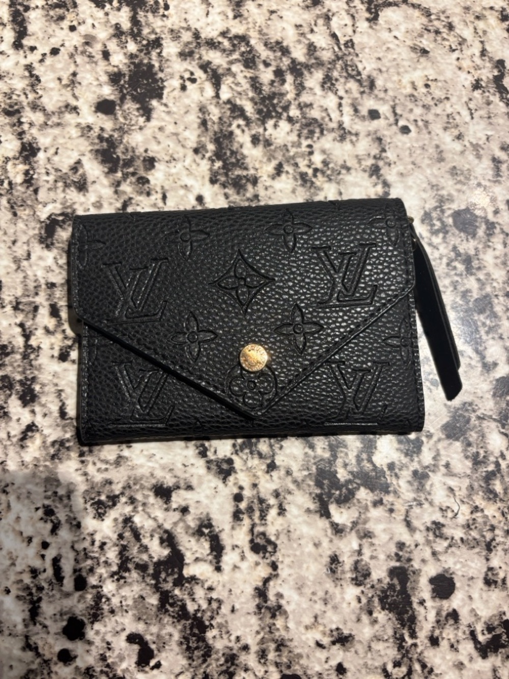 Fashion flower monogram black wallet